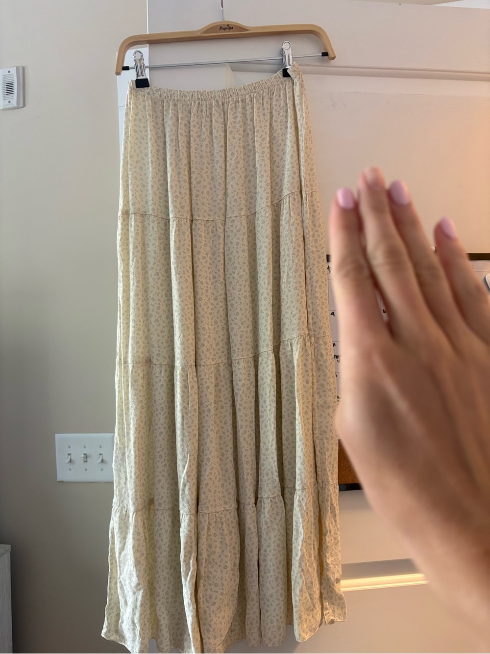 Brandy Melville Cream Tiered Maxi Skirt